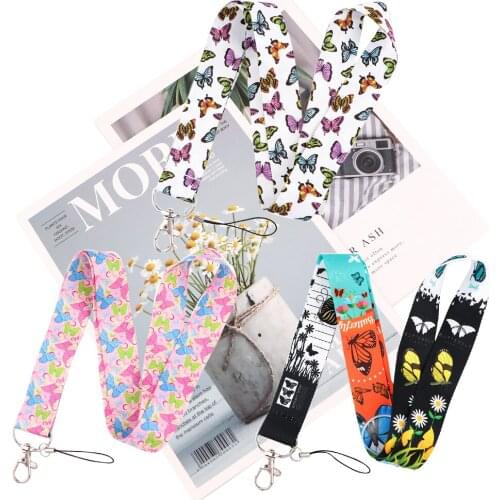 JY114 Cartoon Butterfly Phone Lanyard Keychain Lanyards for keys Badge ID Fashion Neck Straps Accessories Gifts