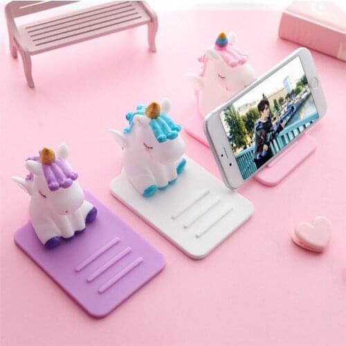 Kawaii Mobile Phone Stand Desk Silicone Unicorn Phone Lazy Holder for iPhonexs 78plus Samsung Smartphone Stand