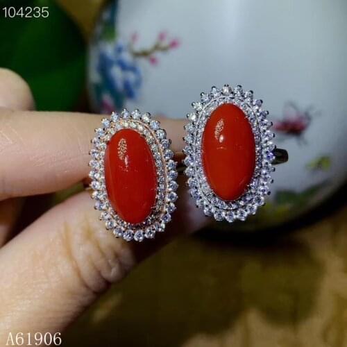 KJJEAXCMY boutique jewelry 925 sterling silver inlaid natural red coral gemstone female ring support review new luxury bvg
