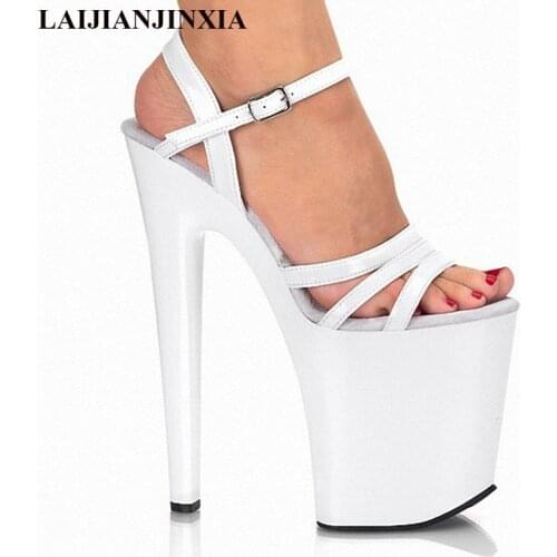 LAIJIANJINXIA Womens Shoes 10 CM Platform Sexy Pole Dancing Shoes 8 Inch High Heels Shoes Nightclub White Dance Shoes E-046
