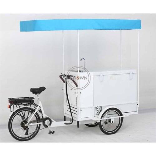 Best selling adult pedal tricycle automatic electric fashion freezer bike 3 wheel for cold drinkice cream free shipping