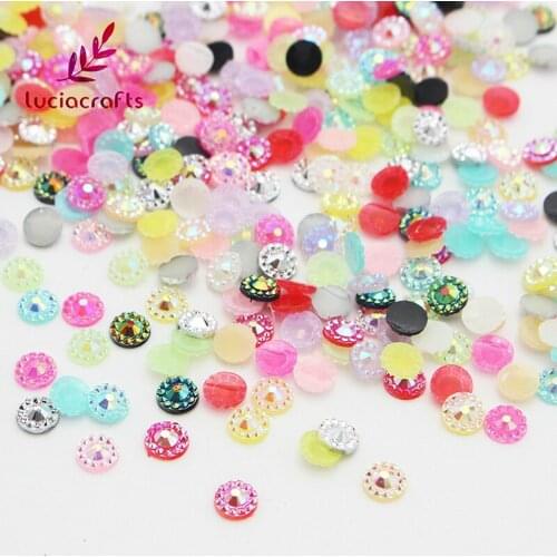 Lucia crafts 144pcs/288pcs 5mm Multi color options Glitter Sunflower Resin Drill FlatBack Bead Decoration G0209