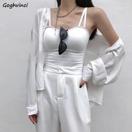 Camis Women White Design Sexy Sleeveless Tops Crop Top Mujer Lingerie New Fashion All-match Simple Ins Korean Summer Backless