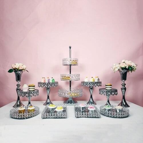 Silver Metal Multi-layer Cake Stand Geometric Tray Cake Dessert Display Stand Home Decoration Decorating Party Suppliers