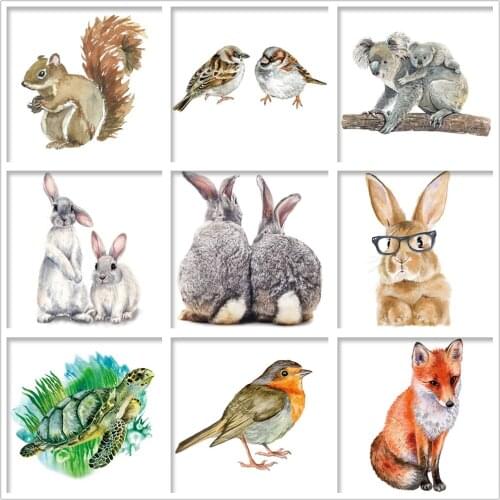 Cartoon Rabbit Wall Stickers for Kids Rooms Girls Colorful Tortoise Sparrow Wallpaper for Bedroom Walls Home Decor Living Room