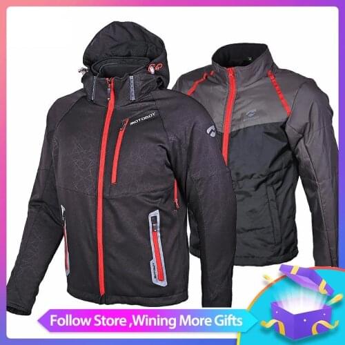 MOTOBOY Mens Motorcycle Riding Casual Jacket with Waterproof and Warm Liner and CE Protectors for 4 Season Wear