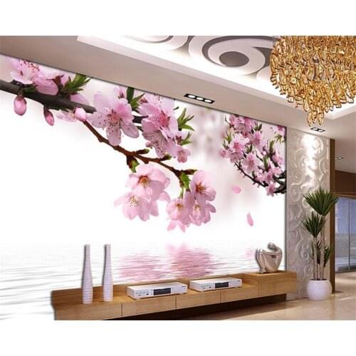 Beibehang Custom large picture 3 d mural wallpaper peach blossom 3 d TV on the wall of the sitting room wallpaper for walls 3 d
