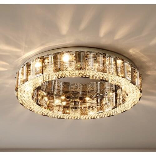 New Modern Ceiling Chandelier for Living Room Luxury Smoky Gray Crystal Light Fixture Bedroom Dining Room Lustre Lighting