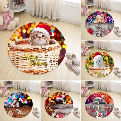 Christmas New Year round Rug Bedroom Living Room Teapoy Table Room Basket Garden Blanket Computer Chair Mat