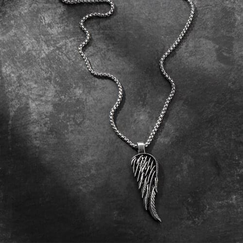 New Fashion Angel Wings Pendants Men Women Silver Color Necklace Steel Gothic Vintage Alloy Wing Mens Pendant Jewelry Aesthetic