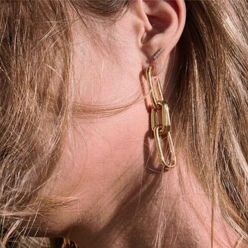 New 2021 Piercing Long Gold Chain Pendant Earrings For Women Fashion Jewelry European Luxury Ear Jewellery