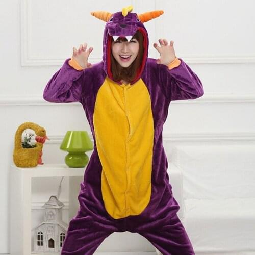 Purple Dragon Pajama Set Women Men Unisex Adult Animal Pijama Flannel Onesie Cosplay Sleepwear Hoodie Halloween Holiday Costume