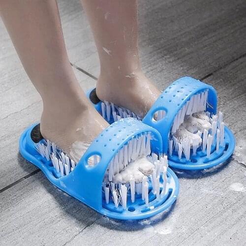 Plastic Slippers Bath Shoes Shower Foot Scrubber Massager Cleaner Spa Exfoliating Washer Wash SlipperBath Shoe with Brush