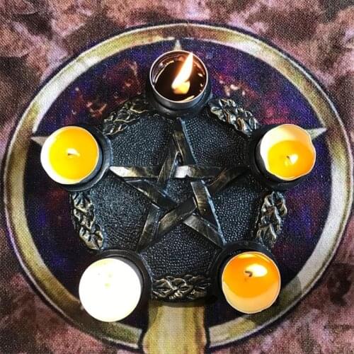 Resin Candle Holder Astrology Pentacle Altar Plate Divination Props Candlestick Witchcraft Supplies Table Energy Ornaments Props