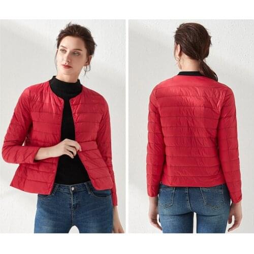 2020 Hot-Selling Fashion Popular New Korean Womens Lightweight Down Jacket Short Round Neck Solid Color Wild Slim Slimming