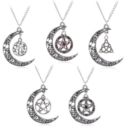 Supernatural Pentagram Charms Necklace Witch Protection Star Amulet Yggdrasil Life Tree Pendants Choker Fashion Jewelry