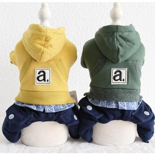 Thick Cotton-Padded Clothes Autumn Winter A Letter Four-legged Clothes Pet Dog Clothes