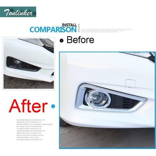Tonlinker 2 PCS Car styling DIY NEW ABS Chrome front fog light sticker box cover case Stickers for honda city 2015 accessories