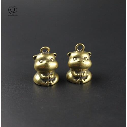 Solid Brass LOVE Cat Car Key Chain Pendant Jewelry Cute Kitten Figurines Keychains Hanging Trinkets Fashion Women Men Keyrings