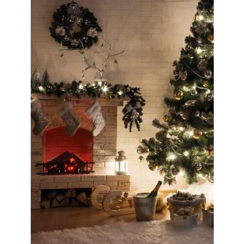 VinylBDS Christmas Photography Backdrops Indoor Christmas Tree Decorate Washable Backdrops For Photography ZJ