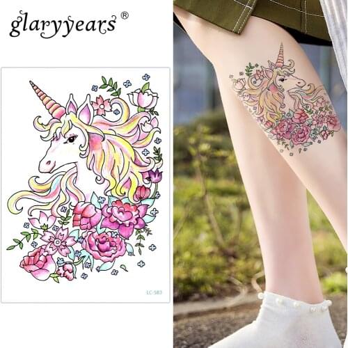 Glaryyears A Little Big Arm Temporary Tattoo Sticker Rose Fake Tatoo Sleeve Flash Tatto Waterproof Body Art Child Women LC-583