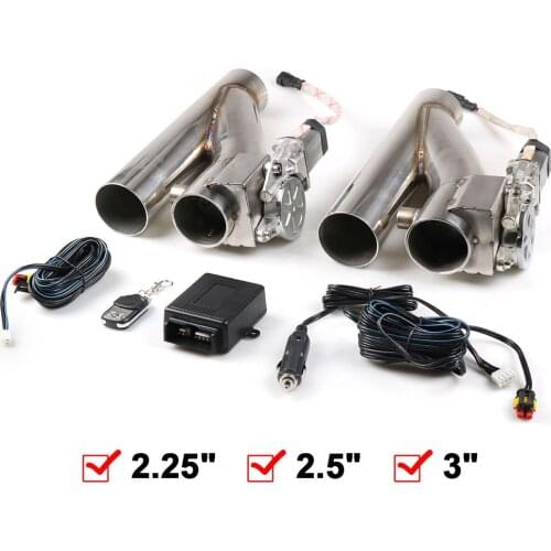 2.25'' 2.5'' 3'' Double Exhaust Control Valve Electric Y Pipe Single Valve Electrical Cutout kit With Remote Control