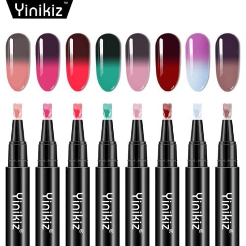 Yinikiz Temperature Changing Nail Gel Varnish Pen Nail Art Manicure Soak-off Gel Polish Change Colors Nail Gel Polish