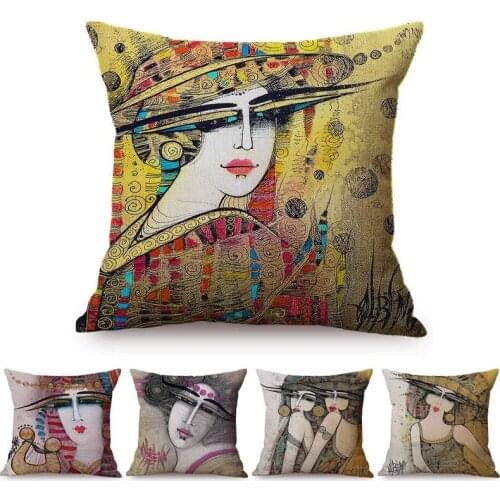 Woman Africa National Beautiful Abstract Oil Painting Art Throw Pillow Case Fashion Exotic Gallery Decorative Sofa Cushion Cover