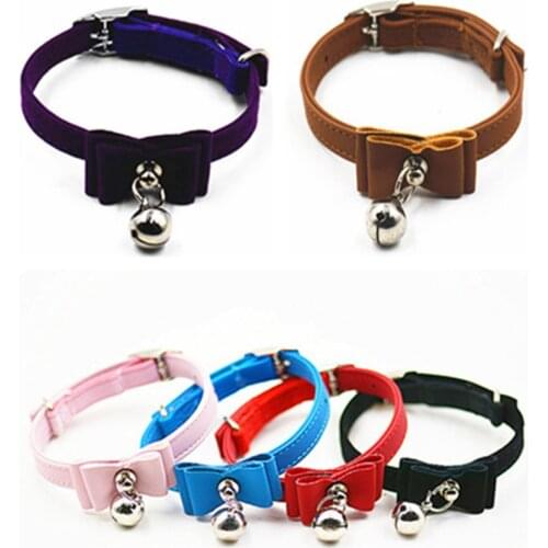 1Pcs Adjustable Dog Collar Cat Pet Cute Bow Tie With Bell Puppy Collar for Small Dog Adjustable Pet Animals Neck Chain