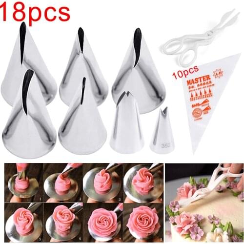 18PCS Nozzle Icing Piping Pastry Nozzles Tips Kitchen Gadget Baking Accessories Making Cake Decoration Tools