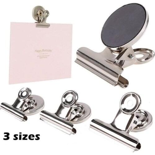 2 Pcs Metal Round Fridge Magnetic Stickers Clips Fridge Wall Memo Note Message Magnet Clamp Holder Whiteboard Magnet Tools