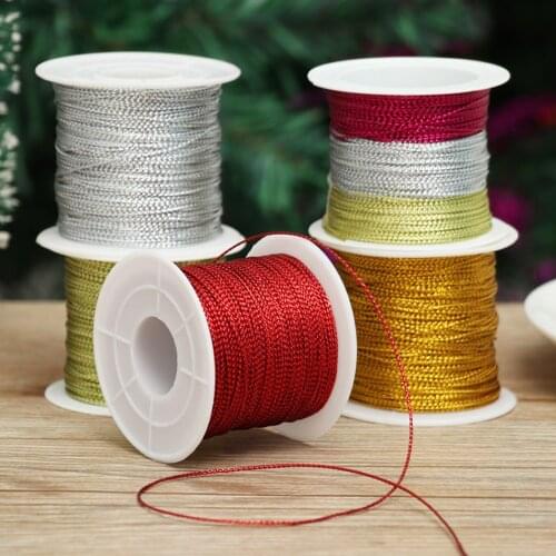 20/100M Gold Silver Red Hollow Tinsel String Cord Christmas Strap Ribbon Gift Box Decor Tying Rope Bracelet Making DIY Accessory