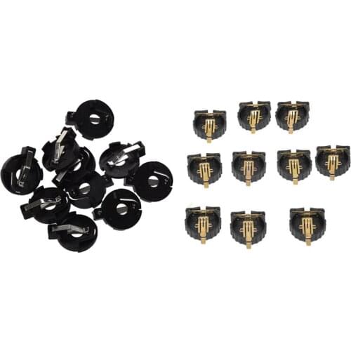 20 Pcs Coin Cell Button Battery Holder Socket Black CR2032 & CR1220