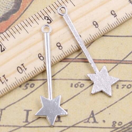 15pcs Charms Star Magic Wand 48x14mm Antique Bronze Silver Color Pendants Making DIY Handmade Tibetan Finding Jewelry