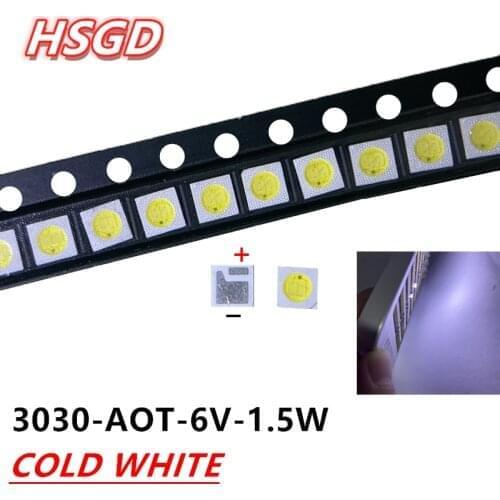 200pcs For LED LCD Backlight TV Application LED Backlight 1.6W 6V 3030 125LM Cool white AOT 3030M-W3TB LCD Backlight for TV