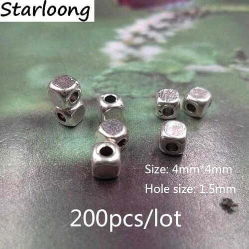 200pcs/lot 4x4mm Spacer Beads Cube Antique for diy jewelry making of necklace bracelet jewelry findings components