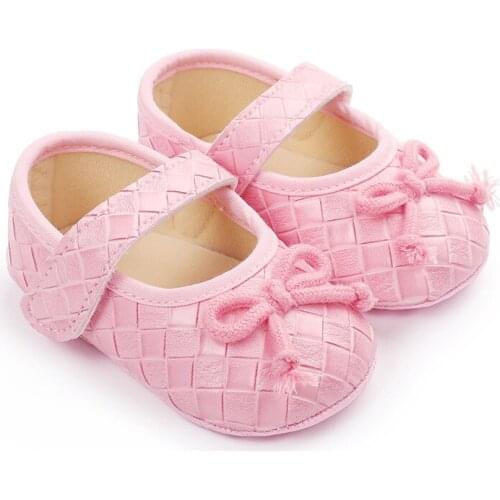 2021 Infant Newborn Baby Girls Shoes Cute Spring Autumn Flats Bowknot Princess Dress Shoes Non-Slip First Walkers