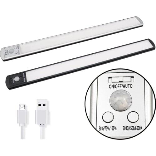 23/40cm LED Motion Sensor Under Cabinet Light USB Rechargeable Night Light Cupboard Wardrobe for Bedroom Closet Kitchen Lamp