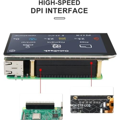 4INCH CTP LCD Screen 800x480 Pixels Capacitive Touch Screen For 3D Printer Octoprint UI for Raspberry Pi 4 Model B Print Parts
