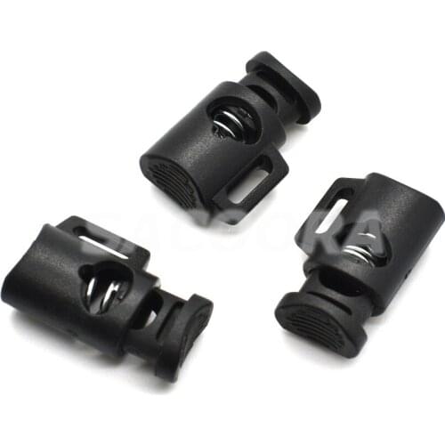 50pcs/pack Cord Lock Cylinder Barrel Toggle Stopper Plastic Black 26.5mm*18mm*10mm K-127