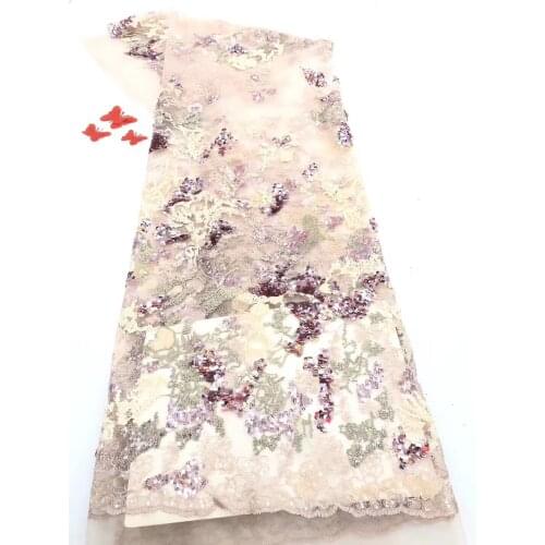 African Lace Fabric 2021 Womens High Quality Lace Embroidery French Nigerian Sequin Tulle Lace Fabric D3755