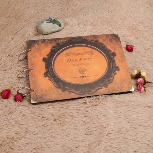 OuXean DIY Scrapbook Our Story Photo Album Wedding Gift Album with Stickers 30 pages for Birthday Gift (Black Pages)