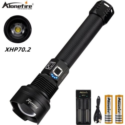 Alonefire H29 Super Powerful Xlamp XHP70.2 LED Flashlight USB Rechargeable Lamp Zoom Tactical Torch Camping, Outdoor