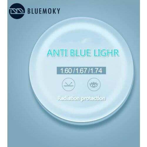BLUEMOKY Anti Blue Light Blocking Lens CR-39 Resin 1.56 1.61 1.67 Optical Glasses Lens Myopia Hyperopia Thin Prescription Lenses