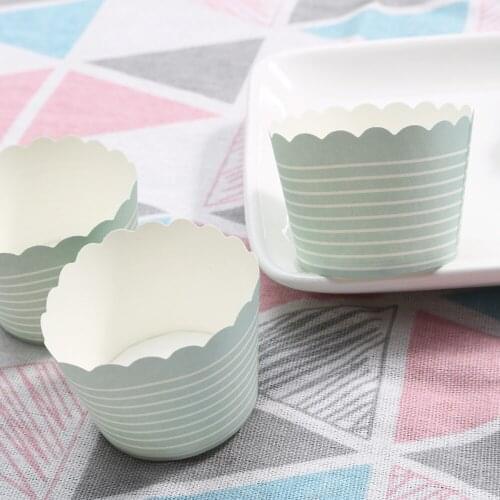 50PCS Mini Cake Paper Cups Disposable Muffin Cups Cupcake Bowls Party Supplies for Baking Wedding Birthday (Green Base and White