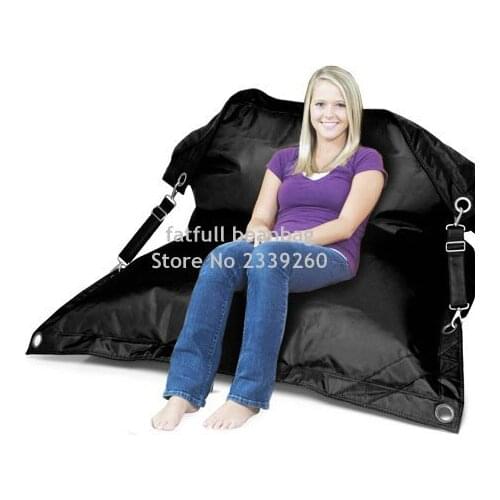 Cover only No Filler- Black Fexible bean bag chair, buggle up garden sofa furnitures, two buckle belts living room seat