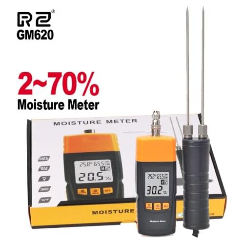 RZ Digital Wood Moisture Meter 2~70% Humidity Tester Timber Damp Detector LCD Display Portable Handheld Moisture Meter GM620