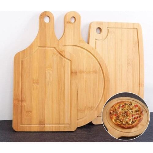 Wooden Cutting Board Kitchen Cutting Board With Handle Solid Wood Food Board Pizza Bread Fruit Can Hang Cutting Board Wood Plate
