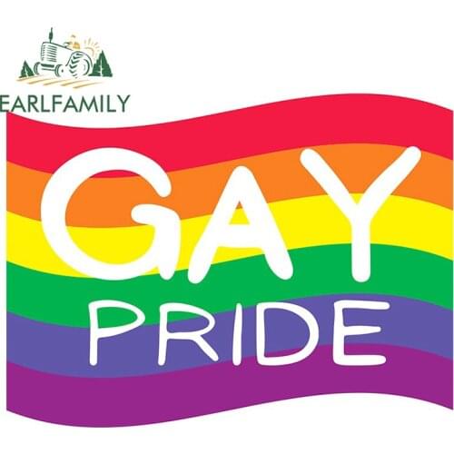 EARLFAMILY 13cm x 10.1cm for Gay Pride Flag Vinyl Car Stickers Windshield Air Conditioner Decal Scratch-Proof Sunscreen Decor
