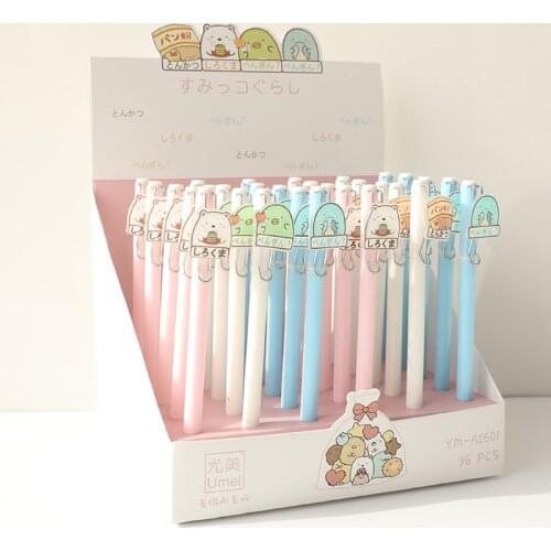 36 pcs/lot Sumikko Gurash Gel Pen Cartoon Student Office Stationery School Water Gel Ink Pen black ink Signature Pen escolar